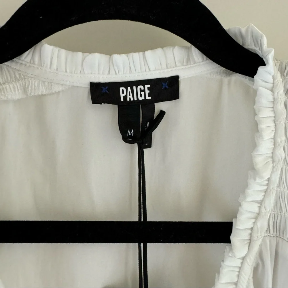 NWT PAIGE White Kaylynn Peasant Top Blouse | M - Picture 5 of 8